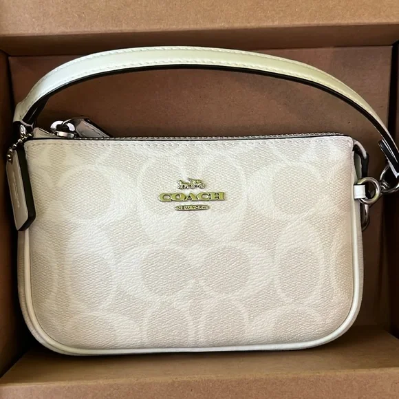 SALE Coach NWT Small Glacier White Wristlet Gift Set with Charms - Picture 2 of 9